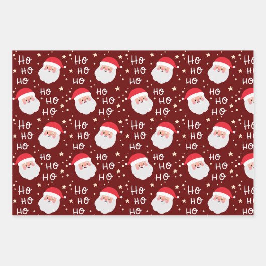 Elegant 3 kerstmis Ho Ho Pattern Inpakpapier Vel (Voorkant 2)