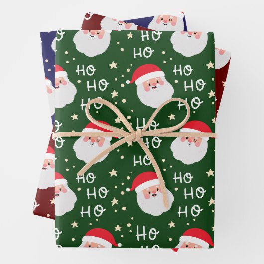 Elegant 3 kerstmis Ho Ho Pattern Inpakpapier Vel (In situ)