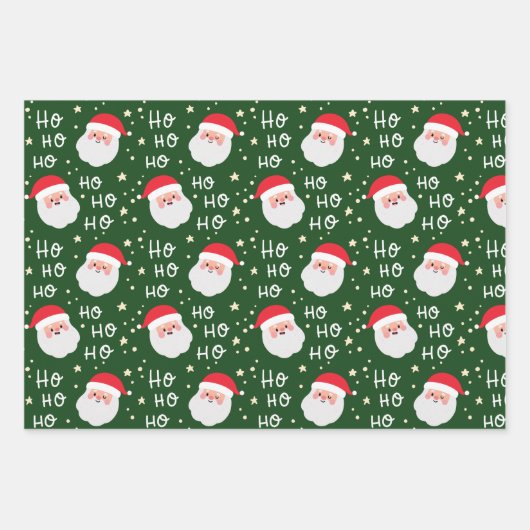 Elegant 3 kerstmis Ho Ho Pattern Inpakpapier Vel (Voorkant)