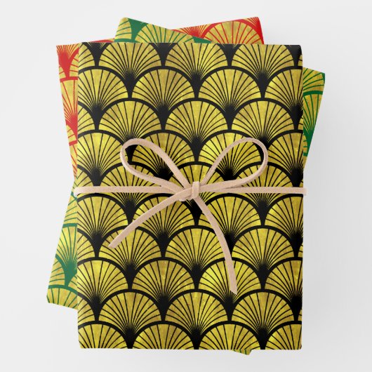 Elegant 3 kleuren Gold Art Deco Arches #1 DIY BG Inpakpapier Vel (In situ)