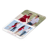 Elegant 3 paar foto's bruiloft opslaan Datum Magneet (Linkerzijde)