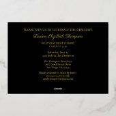 Elegant 3 Photo Afstuderen Black Gold Folie Uitnodiging (Achterkant)