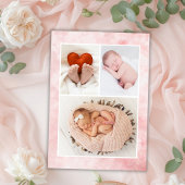 Elegant 3 Photo Collage Birth Announcement Card Aankondiging