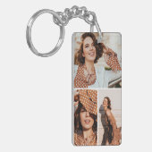 Elegant 3 Photo Collage Custom Afstuderen Keepsake Sleutelhanger (Voorkant Links)