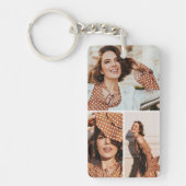 Elegant 3 Photo Collage Custom Afstuderen Keepsake Sleutelhanger (Voorkant)