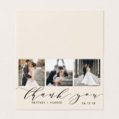 Elegant 3 Photo Collage Off White Hartelijk dank Kaart (Buitenkant ongevouwen)