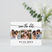 Elegant 3 Photo Collage Wedding Save the Date Briefkaart (Staand voorkant)