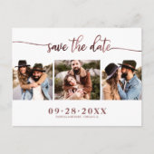 Elegant 3 Photo Collage Wedding Save the Date Briefkaart (Voorkant)