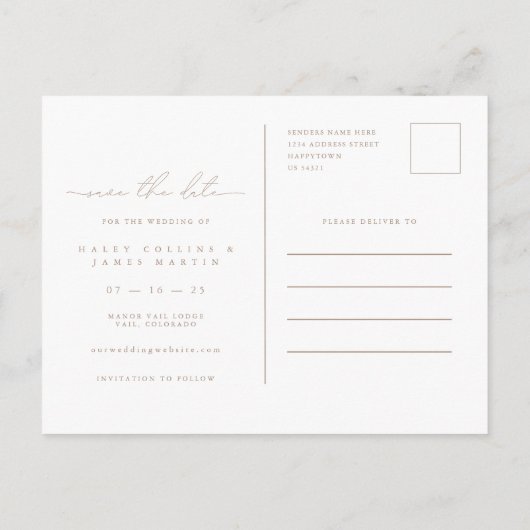 Elegant 3 Photo Wedding Save the Date Briefkaart (Achterkant)