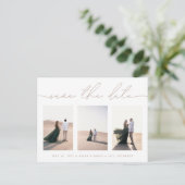 Elegant 3 Photo Wedding Save the Date Briefkaart (Staand voorkant)