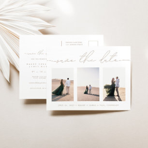 Elegant 3 Photo Wedding Save the Date Briefkaart