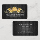 Elegant 3D Black Gold Roos Designer Visitekaartje (Voorkant / Achterkant)