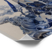 Elegant 3D blauw en wit porselein Poster met Tr (Hoek)