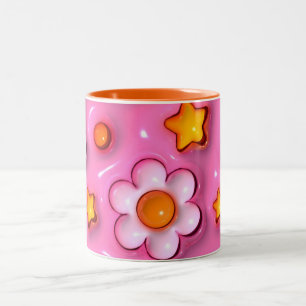 Elegant 3D bloemontwerp, bloempatroon mok