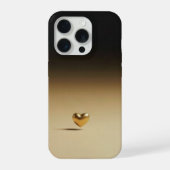 Elegant 3D Gold Heart Minimalist Black & Gold Grad iPhone Hoesje (Achterkant)