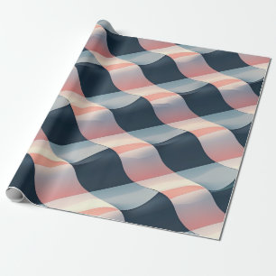 Elegant 3D-golfpatroon in turkoois, roze en crème Cadeaupapier