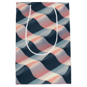 Elegant 3D-golfpatroon in turkoois, roze en crème Medium Cadeauzakje (Voorkant)
