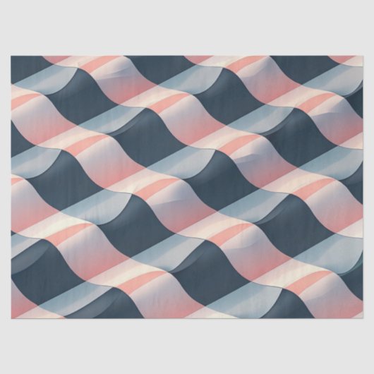 Elegant 3D-golfpatroon in turkoois, roze en crème Tissuepapier (Voorkant)