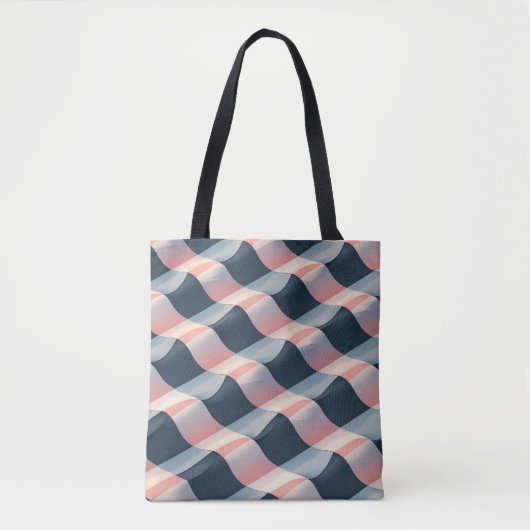 Elegant 3D-golfpatroon in turkoois, roze en crème Tote Bag (Voorkant)