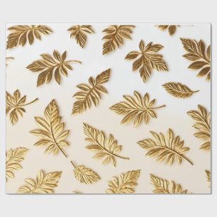 Elegant 3D Metallic Gouden Bladeren Patroon Inpakp Cadeaupapier