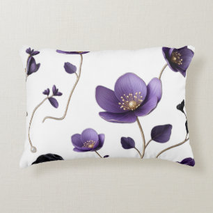 Elegant 3D Paars & Goud Bloemmotief Accent Kussen
