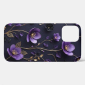 Elegant 3D Paars & Goud Bloemmotief Case-Mate iPhone Case (Achterkant (horizontaal))
