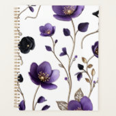 Elegant 3D Paars & Goud Bloemmotief Planner (Voorkant)