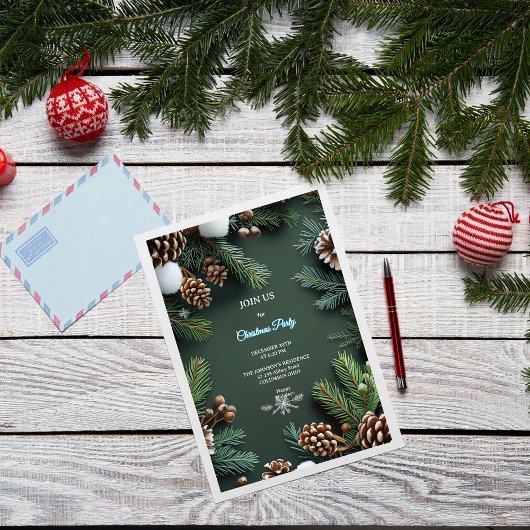 Elegant 3D Pine Trees & Cones Christmas Kaart