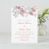 Elegant 3D Roses White Floral Wedding Kaart (Staand voorkant)