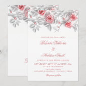 Elegant 3D Roses White Floral Wedding Kaart (Voorkant / Achterkant)