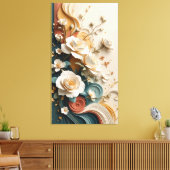 Elegant 3D Sculpted Roses Canvas Afdruk (Insitu (Woonkamer))