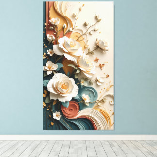 Elegant 3D Sculpted Roses Canvas Afdruk