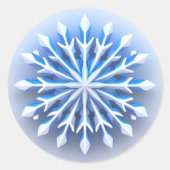Elegant 3D-sneeuwvlokontwerp Ronde Sticker (Voorkant)