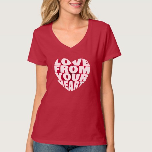 Elegant 3D-tekstontwerp: liefde voor uw hart T-shirt (Voorkant)