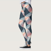 Elegant 3D Wave Pattern in Teal, Rose, and Cream Leggings (Links)