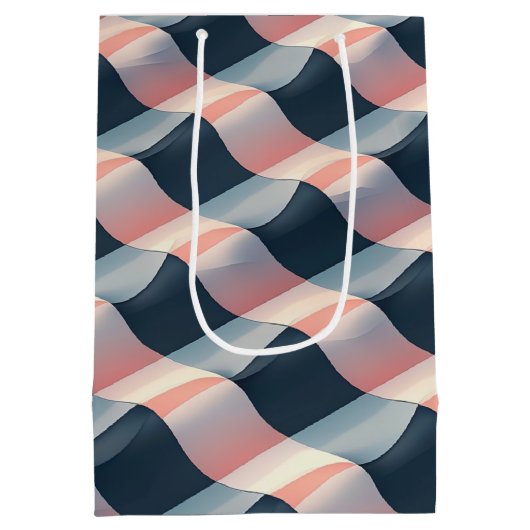 Elegant 3D Wave Pattern in Teal, Rose, and Cream Medium Cadeauzakje (Achterkant)