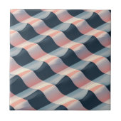 Elegant 3D Wave Pattern in Teal, Rose, and Cream Tegeltje (Voorkant)