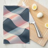 Elegant 3D Wave Pattern in Teal, Rose, and Cream Theedoek (Quarter Fold)