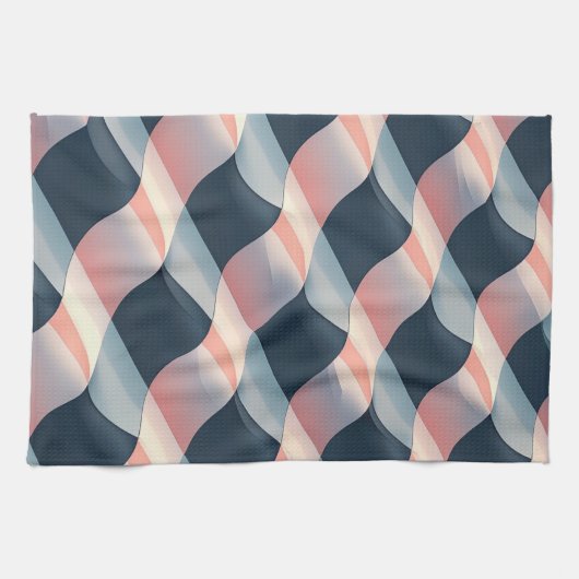 Elegant 3D Wave Pattern in Teal, Rose, and Cream Theedoek (Horizontaal)
