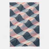 Elegant 3D Wave Pattern in Teal, Rose, and Cream Theedoek (Verticaal)