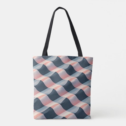Elegant 3D Wave Pattern in Teal, Rose, and Cream Tote Bag (Achterkant)