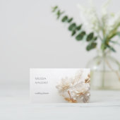 Elegant 3D White Gold Roses Visitekaartje (Staand voorkant)