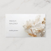 Elegant 3D White Gold Roses Visitekaartje (Voorkant)