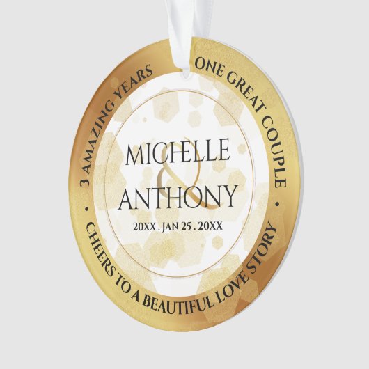 Elegant 3rd Jubileum Ornament (voorkant)