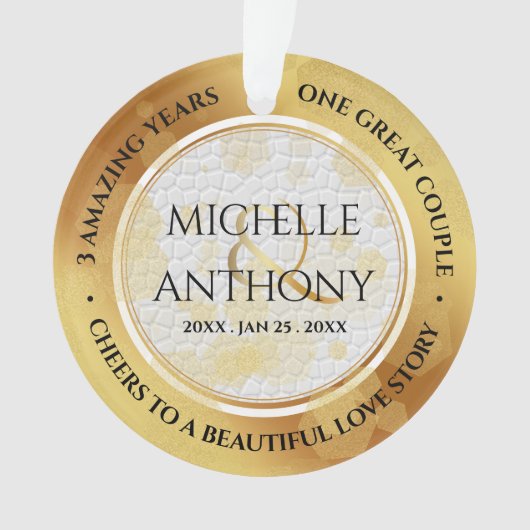 Elegant 3rd Jubileum Ornament (voorkant)