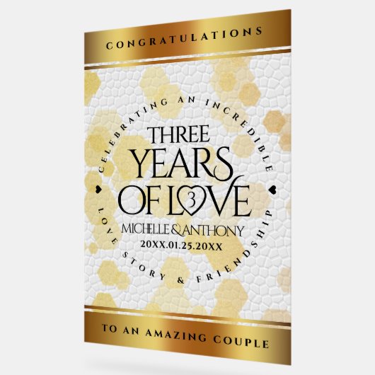 Elegant 3rd Leather Wedding Jubileum Acryl Bord (Hoek)