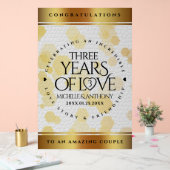 Elegant 3rd Leather Wedding Jubileum Acryl Bord (Huwelijk)