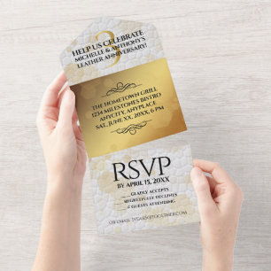 Elegant 3rd Leather Wedding Jubileum All In One Uitnodiging