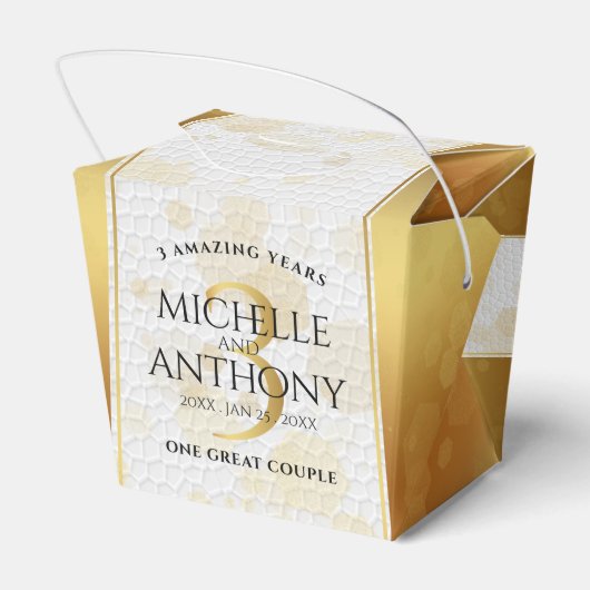 Elegant 3rd Leather Wedding Jubileum Bedankdoosjes (Achterkant)