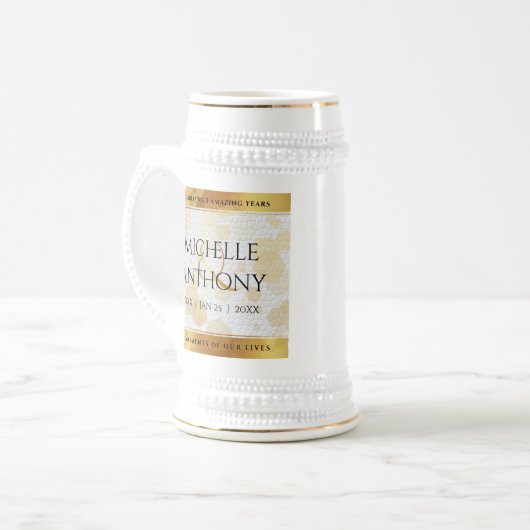 Elegant 3rd Leather Wedding Jubileum Bierpul (Voorkant links)